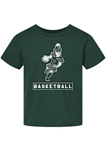 Summit Sportswear Michigan State Spartans Toddler Green Sparty Playing Basketball Short Sleeve T-S..