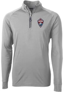Cutter and Buck Colorado Rapids Mens Grey Adapt Eco Knit Long Sleeve Qtr Zip Pullover