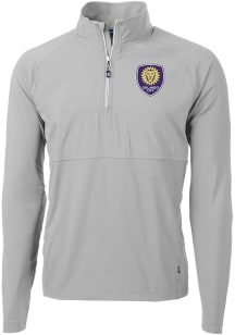Cutter and Buck Orlando City SC Mens Grey Adapt Eco Hybrid Long Sleeve Qtr Zip Pullover