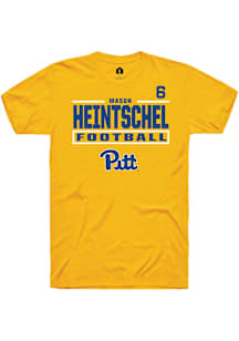Mason Heintschel Rally Mens Gold Pitt Panthers NIL Stacked Box Player T Shirt