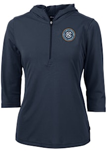 Cutter and Buck New York City FC Womens Navy Blue Virtue Eco Pique Hooded Sweatshirt