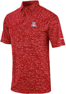 Columbia Arizona Wildcats Mens Red Heat Seal Heading Out Short Sleeve Polo
