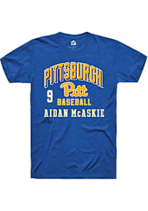 Aidan McAskie Rally Mens Blue Pitt Panthers NIL Arch Logo Player T Shirt