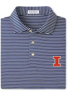 Peter Millar Illinois Fighting Illini Mens Navy Blue Tiebreaker Short Sleeve Fashion Polo
