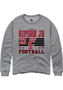 Darrell Gipson Jr Cincinnati Bearcats Mens Grey Football NIL Striped Player Crew