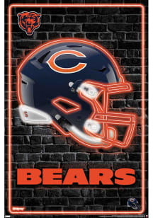 Chicago Bears Neon Helmet Unframed Poster