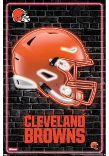 Cleveland Browns Neon Helmet Unframed Poster