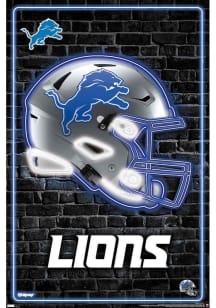 Detroit Lions Neon Helmet Unframed Poster