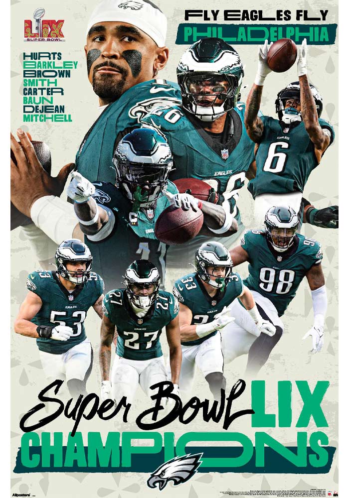 Philadelphia Eagles MIDNIGHTGREEN 2024 Super Bowl Champions Unframed ...