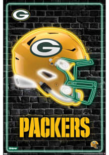 Green Bay Packers Neon Helmet Unframed Poster