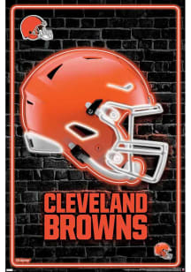 Cleveland Browns Neon Helmet 24 Unframed Poster