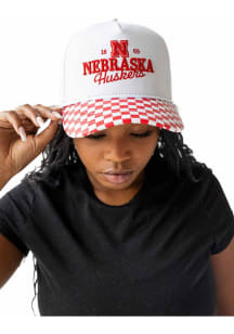 Nebraska Cornhuskers Gameday Social Albon Check Womens Adjustable Hat - White