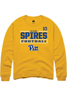 Blaine Spires Pitt Panthers Mens Gold Football NIL Stacked Box Player Crew