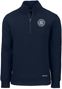 Cutter and Buck New York City FC Mens Navy Blue Roam Long Sleeve Qtr Zip Pullover