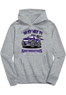 Toddler Northwestern Wildcats Grey Vive La Fete On My Way Long Sleeve Hooded Sweatshirt