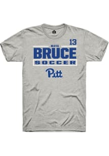 Maya Bruce Rally Mens Ash Pitt Panthers NIL Stacked Box Player T Shirt