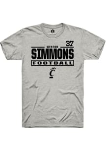 Weston Simmons Rally Mens Ash Cincinnati Bearcats NIL Stacked Box Player T Shirt