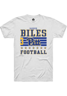 Rasheem Biles Rally Mens White Pitt Panthers NIL Striped Player T Shirt