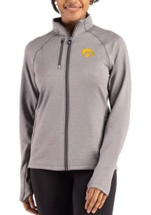 Womens Iowa Hawkeyes Graphite Cutter and Buck Peshastin Long Sleeve Full Zip Jacket