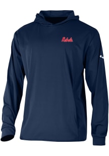 Columbia Ole Miss Rebels Mens Navy Blue Heat Seal Long Drive Long Sleeve Hoodie