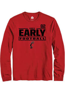 James Early Mens Red Cincinnati Bearcats NIL Stacked Box Long Sleeve Player T Shirt