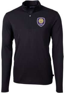 Cutter and Buck Orlando City SC Mens Black Virtue Eco Pique Long Sleeve Qtr Zip Pullover