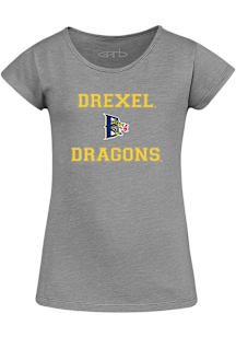 Drexel Dragons Girls Grey Charlotte Glitter Short Sleeve Fashion T-Shirt