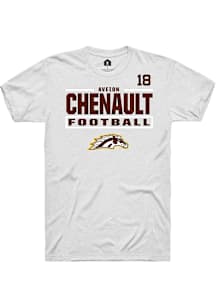 Aveion Chenault Western Michigan Broncos White Football NIL Stacked Box Short Sleeve Player T Shir..