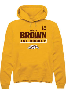 Connor Brown Rally Mens Gold Western Michigan Broncos NIL Stacked Box Player Hood