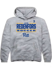 Jacob Redenfors Rally Youth Grey Pitt Panthers NIL Stacked Box Long Sleeve Player Hoodie