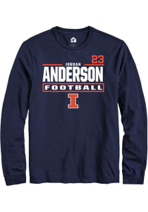 Jordan Anderson Mens Navy Blue Illinois Fighting Illini NIL Stacked Box Long Sleeve Player T Shirt