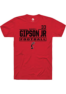 Darrell Gipson Jr Cincinnati Bearcats Red Football NIL Stacked Box Short Sleeve Player T Shirt