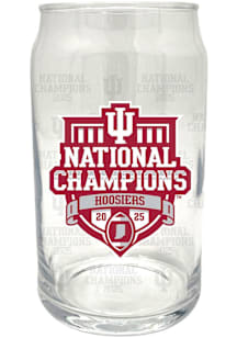 Indiana Hoosiers CFP National Champions 2025 16oz Repeat Design Glass Can Pint Glass - White
