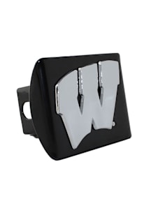 Black Wisconsin Badgers Metal Chrome Logo Hitch Cover