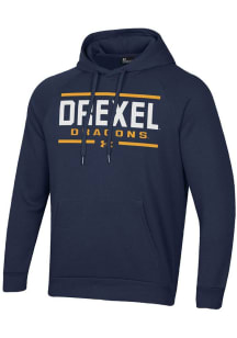 Mens Drexel Dragons Navy Blue Under Armour Lines Rival Hooded Sweatshirt
