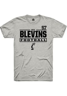 Ben Blevins Rally Mens Ash Cincinnati Bearcats NIL Stacked Box Player T Shirt