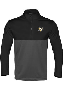 Levelwear Pittsburgh Penguins Mens Black Pursue Embroidered 3D Patch Short Sleeve Qtr Zip