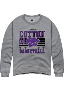 Jenessa Cotton Rally Mens Grey K-State Wildcats NIL Striped Player Crew