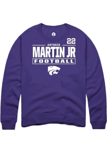 Antonio Martin Jr Rally Mens Purple K-State Wildcats NIL Stacked Box Player Crew