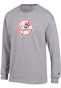 Champion New York Yankees Grey Jersey Long Sleeve T Shirt