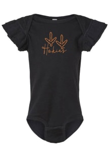 Summit Sportswear Virginia Tech Hokies Baby Black Flutter Sleeve Short Sleeve One Piece
