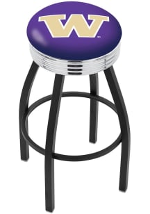 Black Washington Huskies 3 Ring Chrome Seat Pub Stool