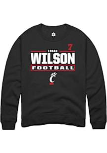 Logan Wilson Cincinnati Bearcats Mens Black Football NIL Stacked Box Player Crew