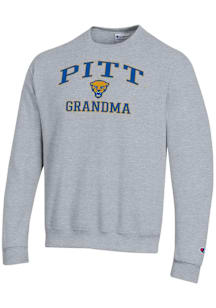 Champion Pitt Panthers Mens Grey Grandma Powerblend Long Sleeve Crew Sweatshirt