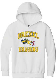 Youth Drexel Dragons White Summit Sportswear No 1 Neutral Long Sleeve Hooded Sweatshirt