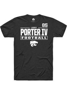 Larry  Porter IV Rally Mens Black K-State Wildcats NIL Stacked Box Player T Shirt