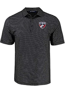Cutter and Buck FC Dallas Mens Black Pike Shadow Check Short Sleeve Polo