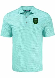Cutter and Buck Austin FC Mens Green Pike Shadow Check Short Sleeve Polo