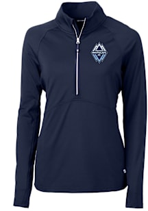 Cutter and Buck Vancouver Whitecaps FC Womens Navy Blue Adapt Eco Qtr Zip Pullover