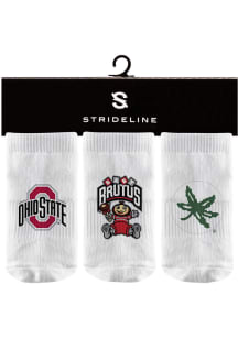 Ohio State Buckeyes Strideline 3 Pack Baby Quarter Socks - Red